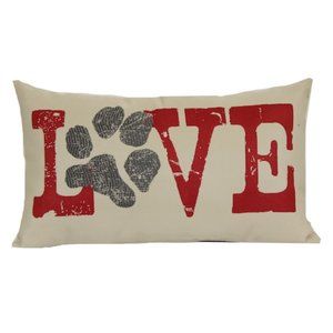 Brentwood ''Love'' Paw Print Throw Pillow